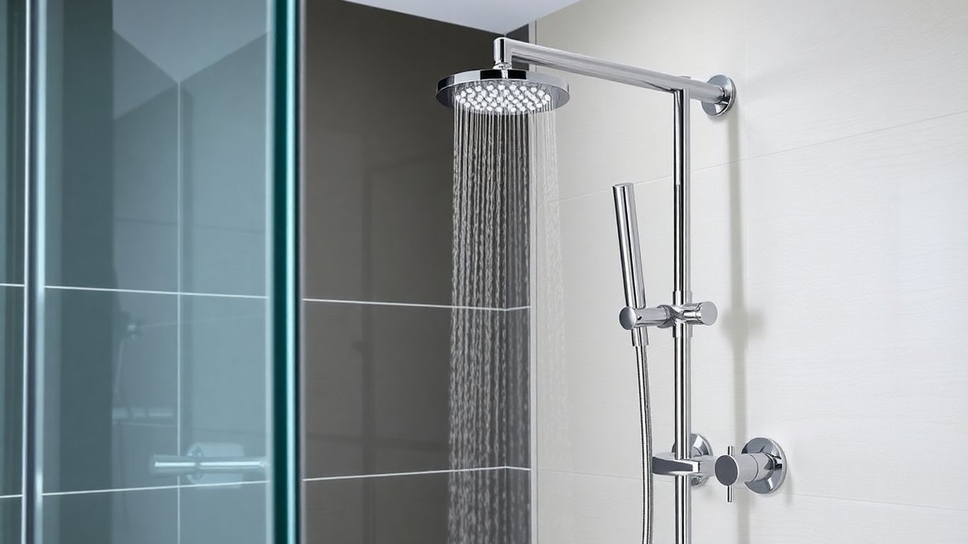 Modern concealed valve shower set in a bathroom.
