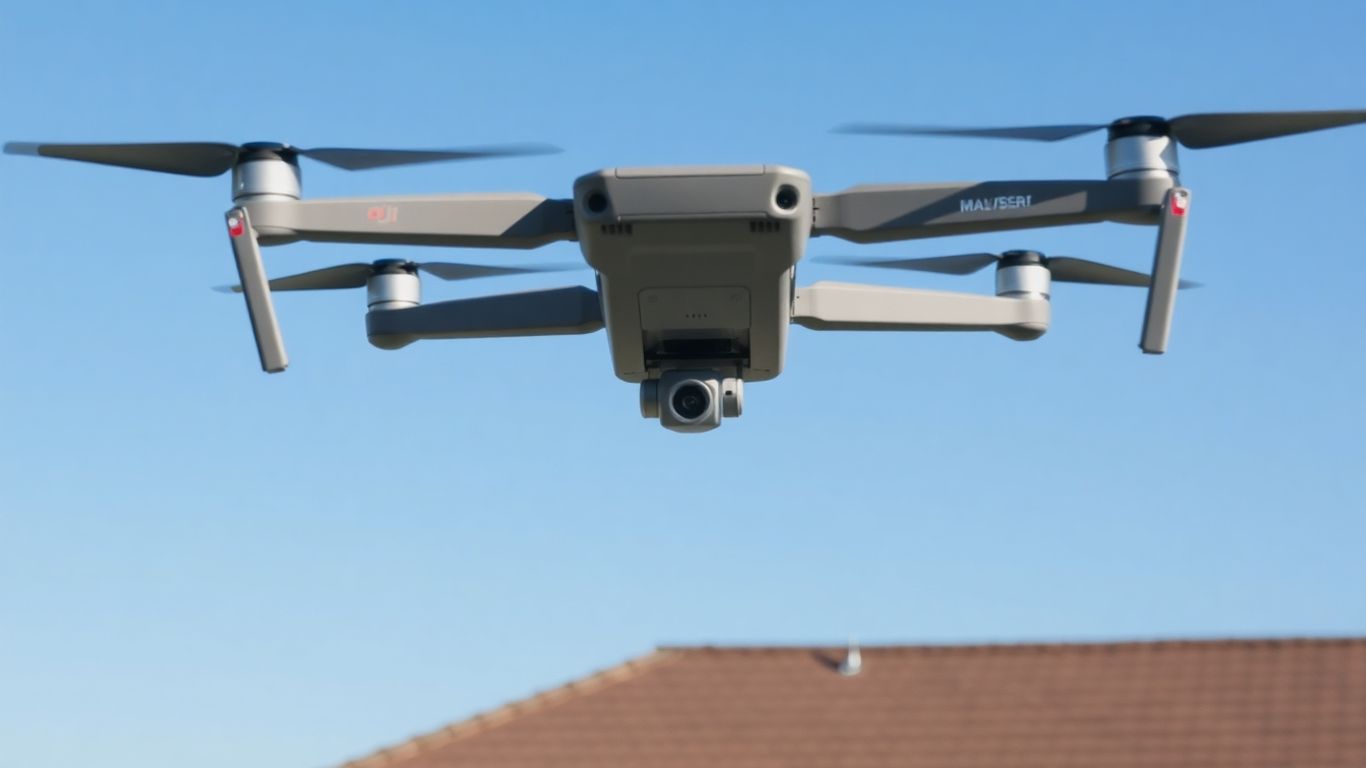 DJI Mavic 3 Pro drone inspecting a house roof.