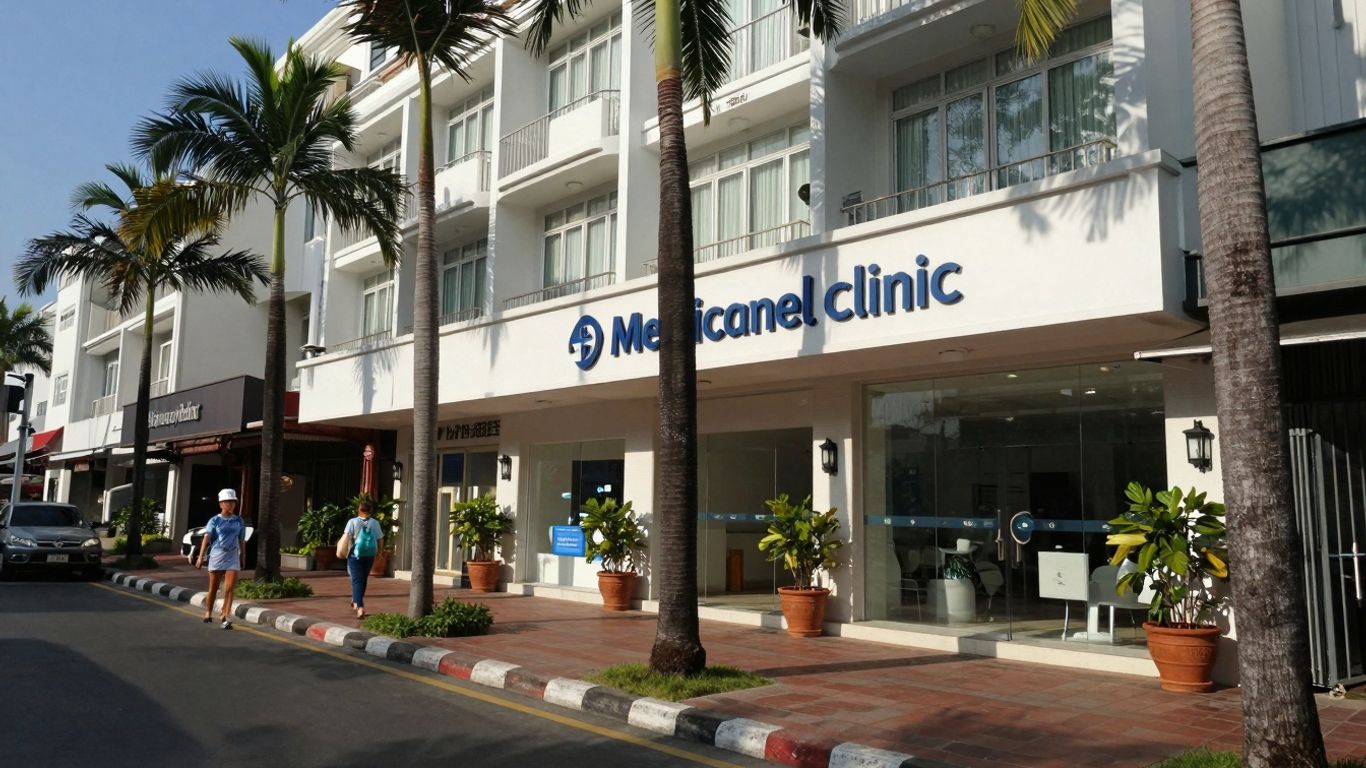 Patong hotel street with medical clinic nearby