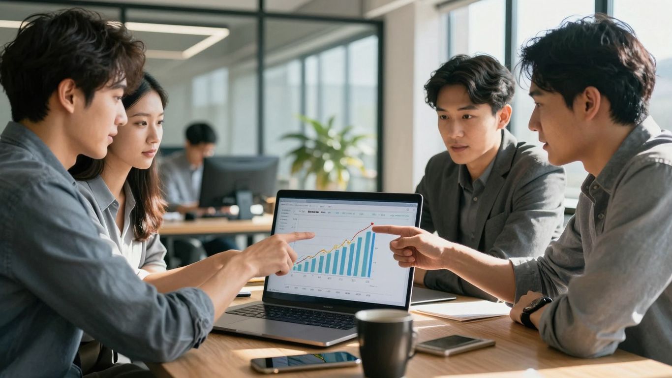 Amazon PPC agency team discussing sales growth strategy.