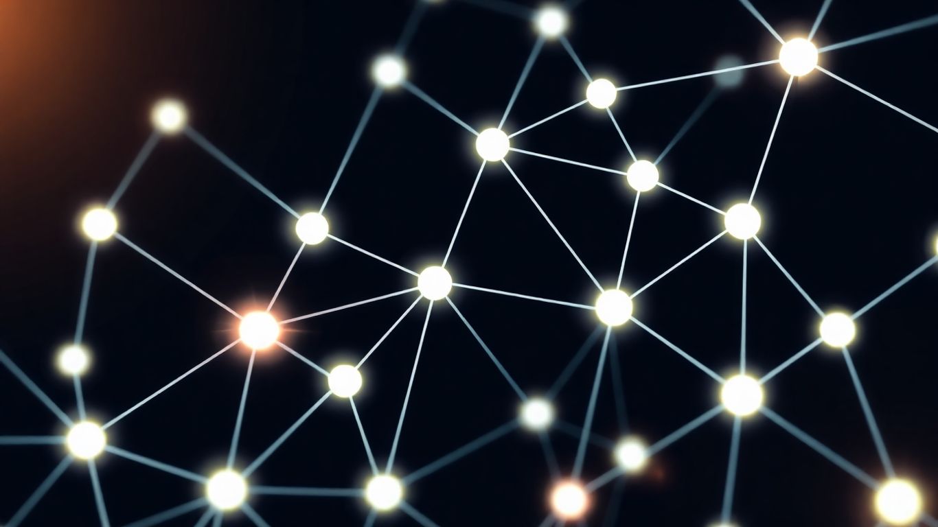 Interconnected network of glowing nodes and pathways