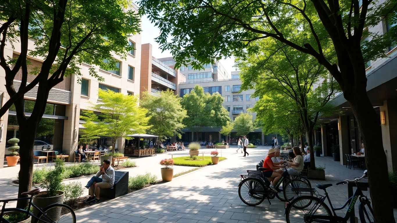 Modern Daikanyama T-Site courtyard with people and trees