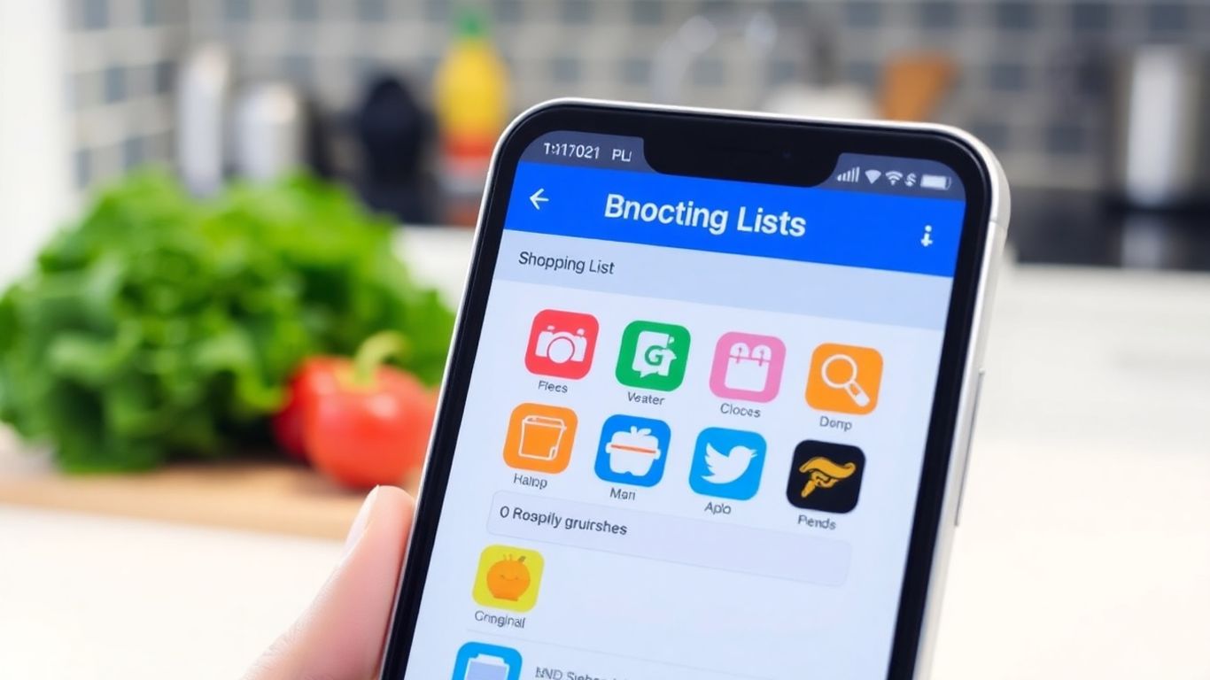 Smartphone mit Einkaufsliste App