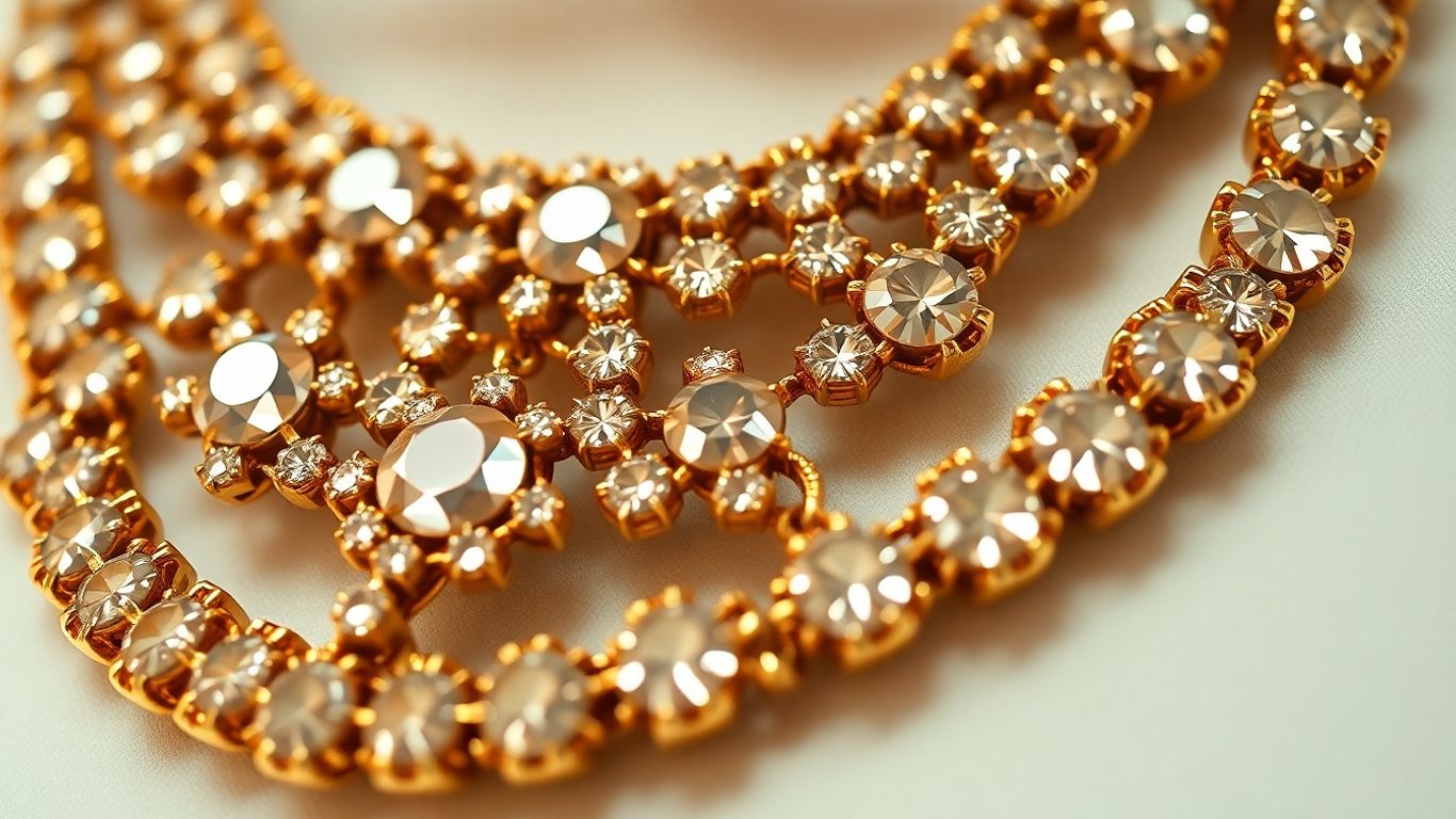 Close-up of an authentic Polki diamond necklace.