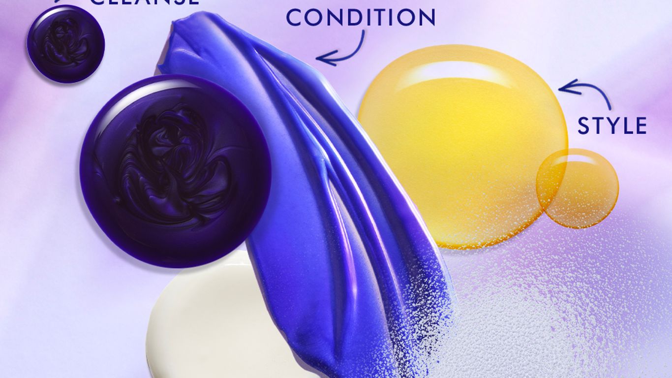 Hair care products with instructions for blonde hair routine.