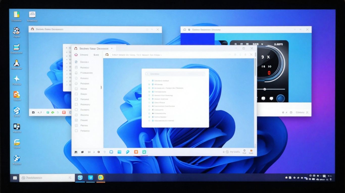 Parallels Desktop software interface with multiple OS windows.