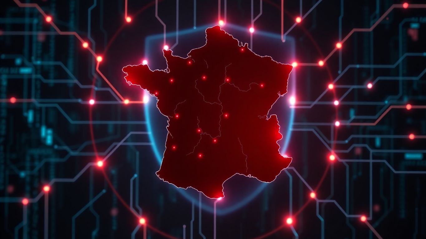 France sous la menace cybernétique, bouclier numérique protégeant le pays.