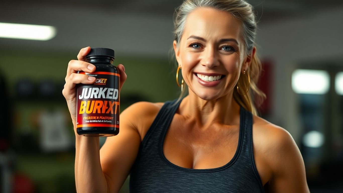 Woman holding fat burner bottle