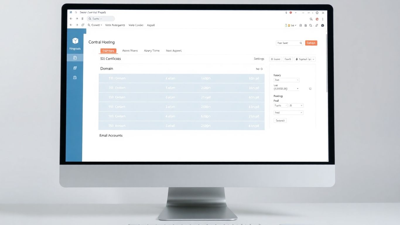 Interface de panneau de contrôle d'hébergement web