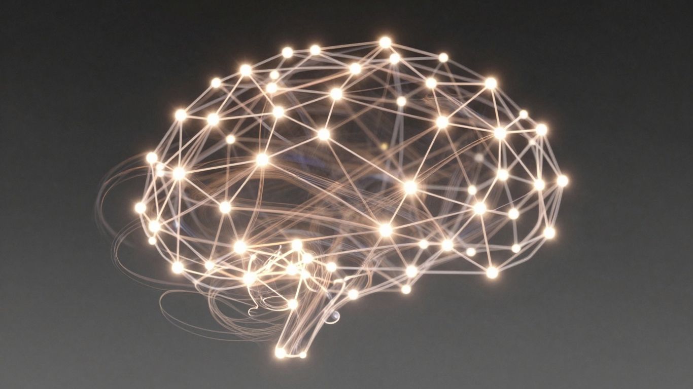 Advanced AI chat interface with glowing neural network.