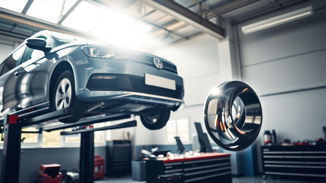 Volkswagen car in a service bay