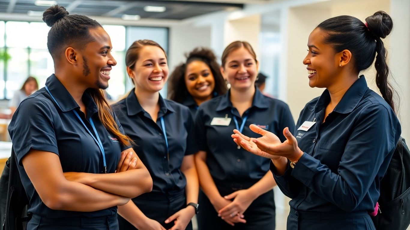 Hostel staff in a positive and supportive environment.