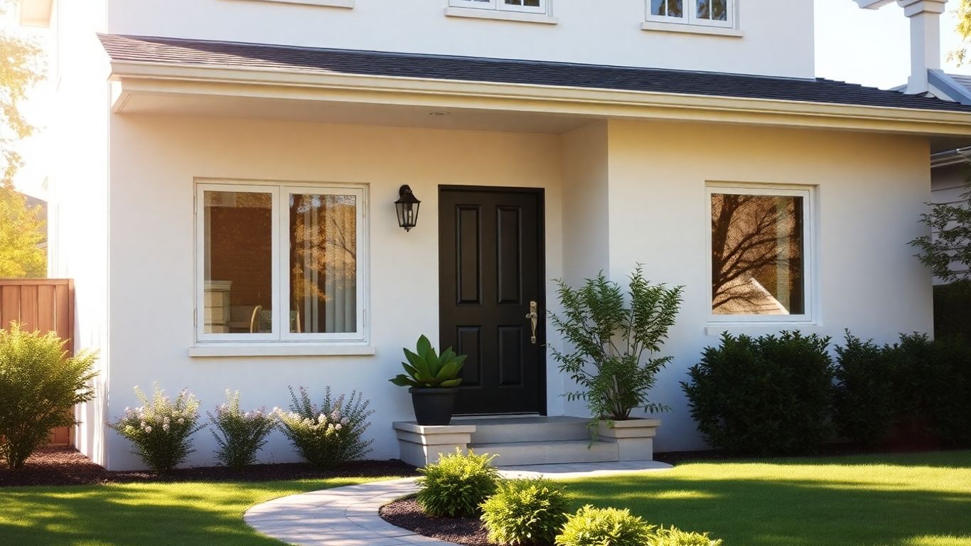 Casa moderna y segura con jardín soleado.