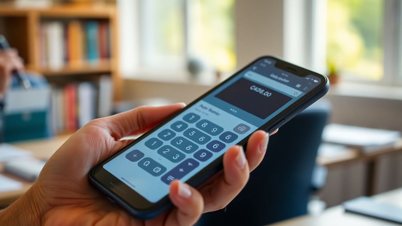 IELTS score calculator on a smartphone screen.