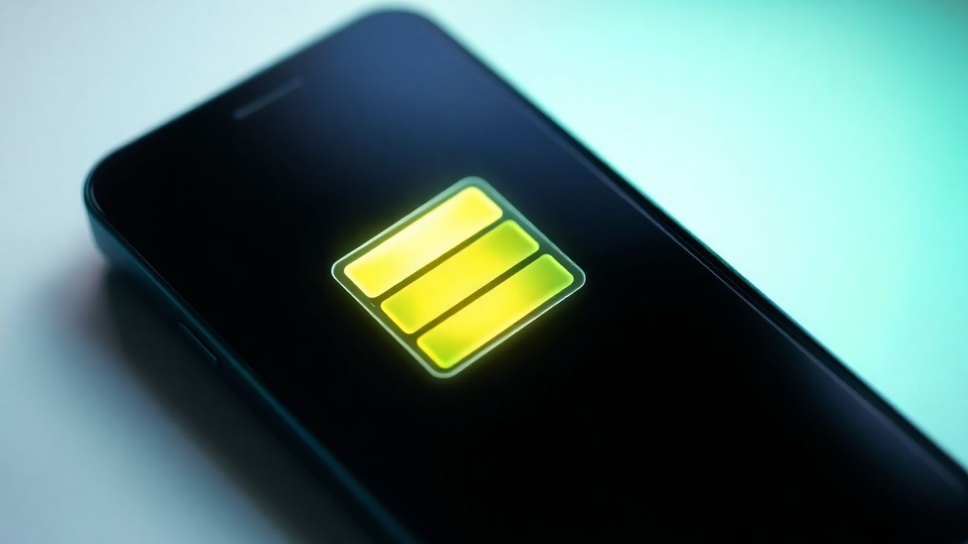 Smartphone battery with a subtle glow.