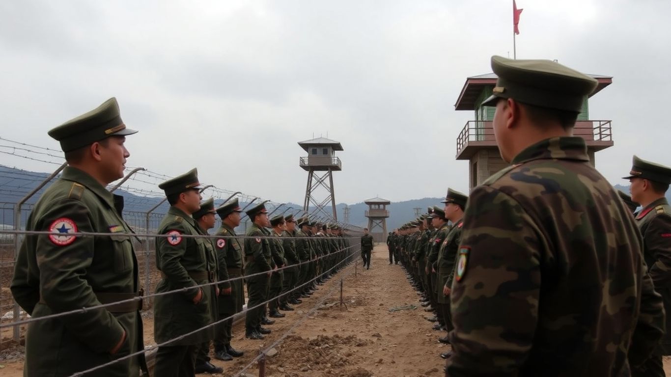 North and South Korean soldiers face off at the DMZ.