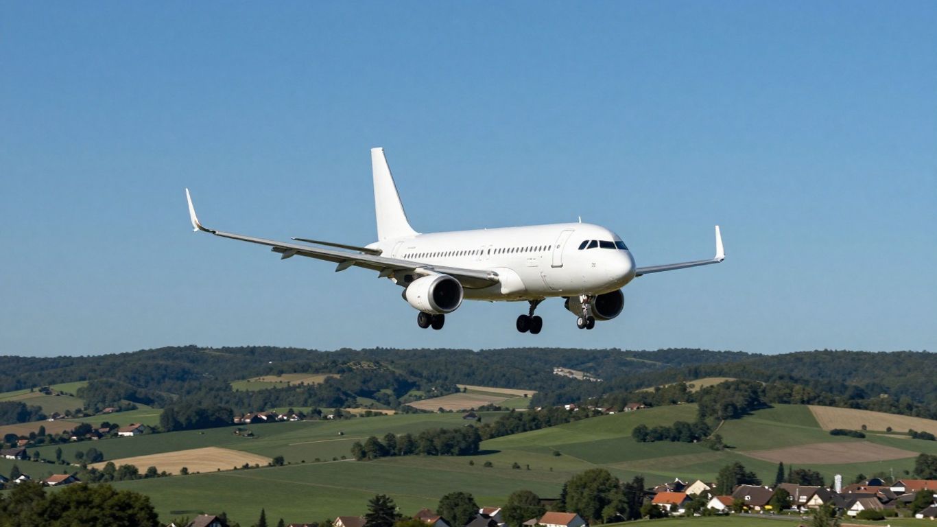 Avion volant au-dessus de la campagne française.
