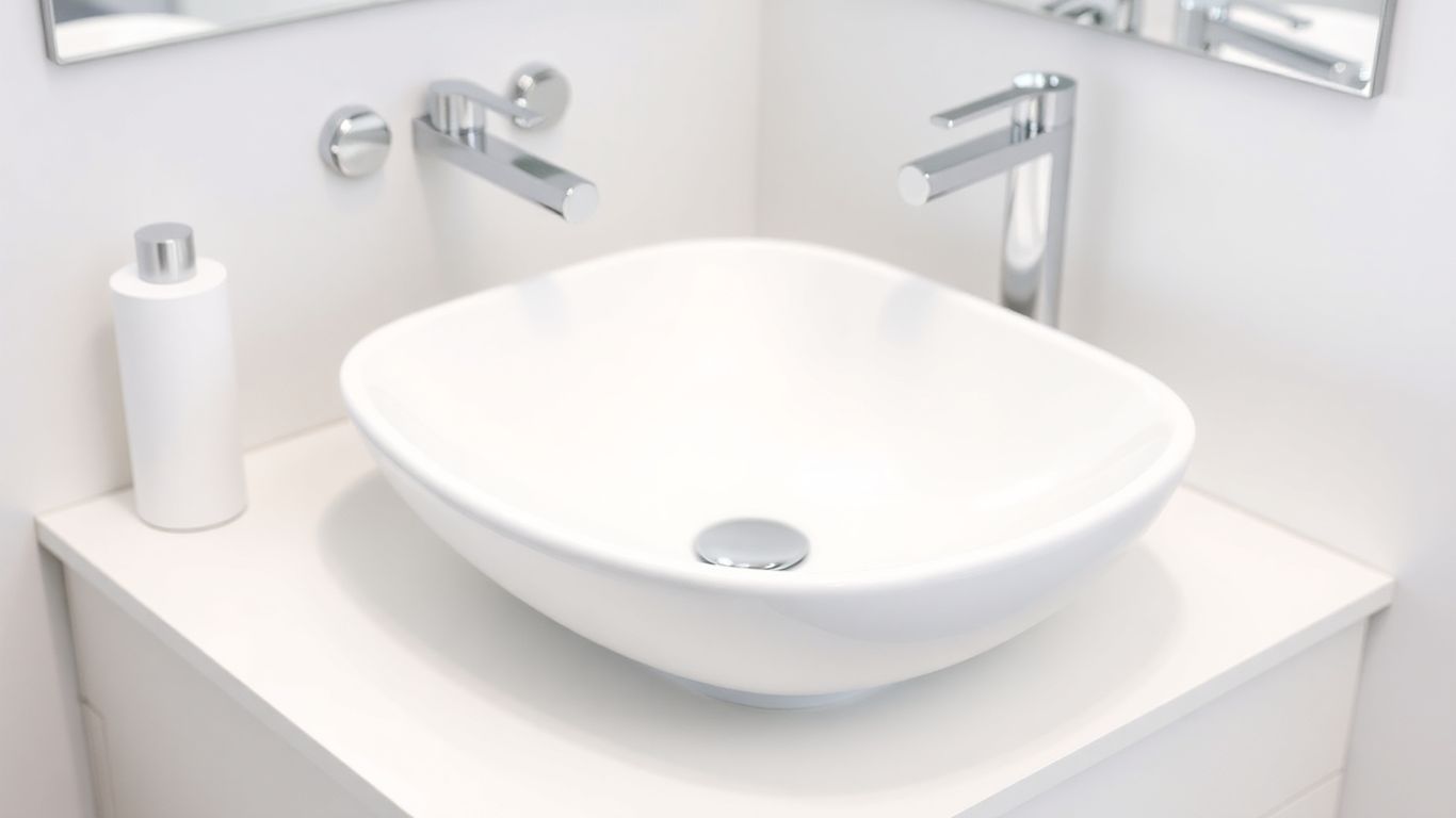 Modern bathroom wash basin with elegant shape.