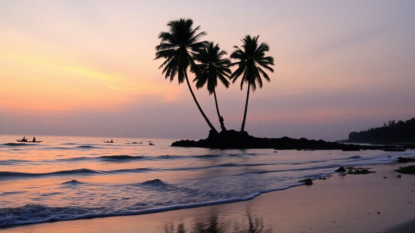Peaceful Bali beach at sunset