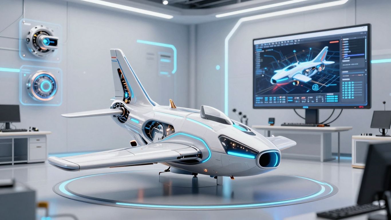 Futuristic 3D models and engineering interfaces in SOLIDWORKS 2026.