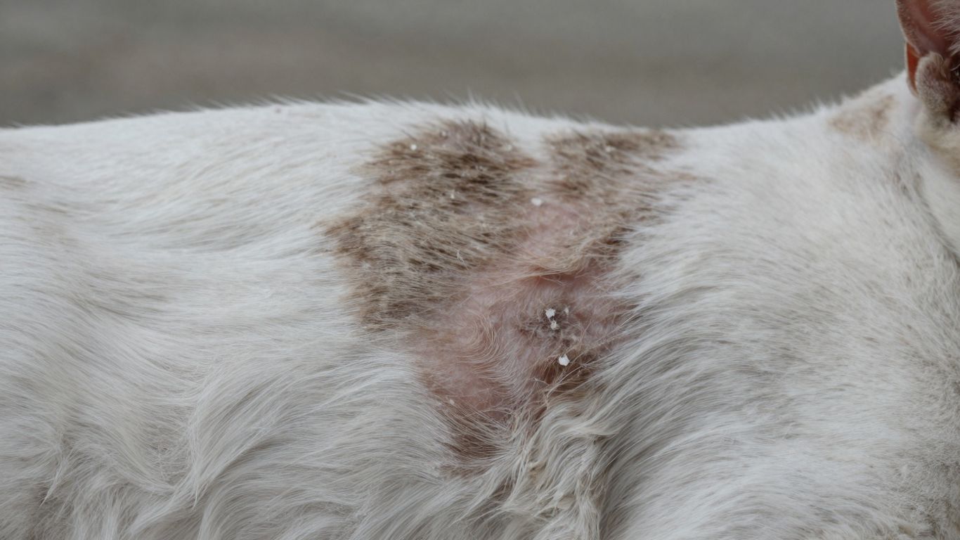 Cat's dry skin with visible flakes.