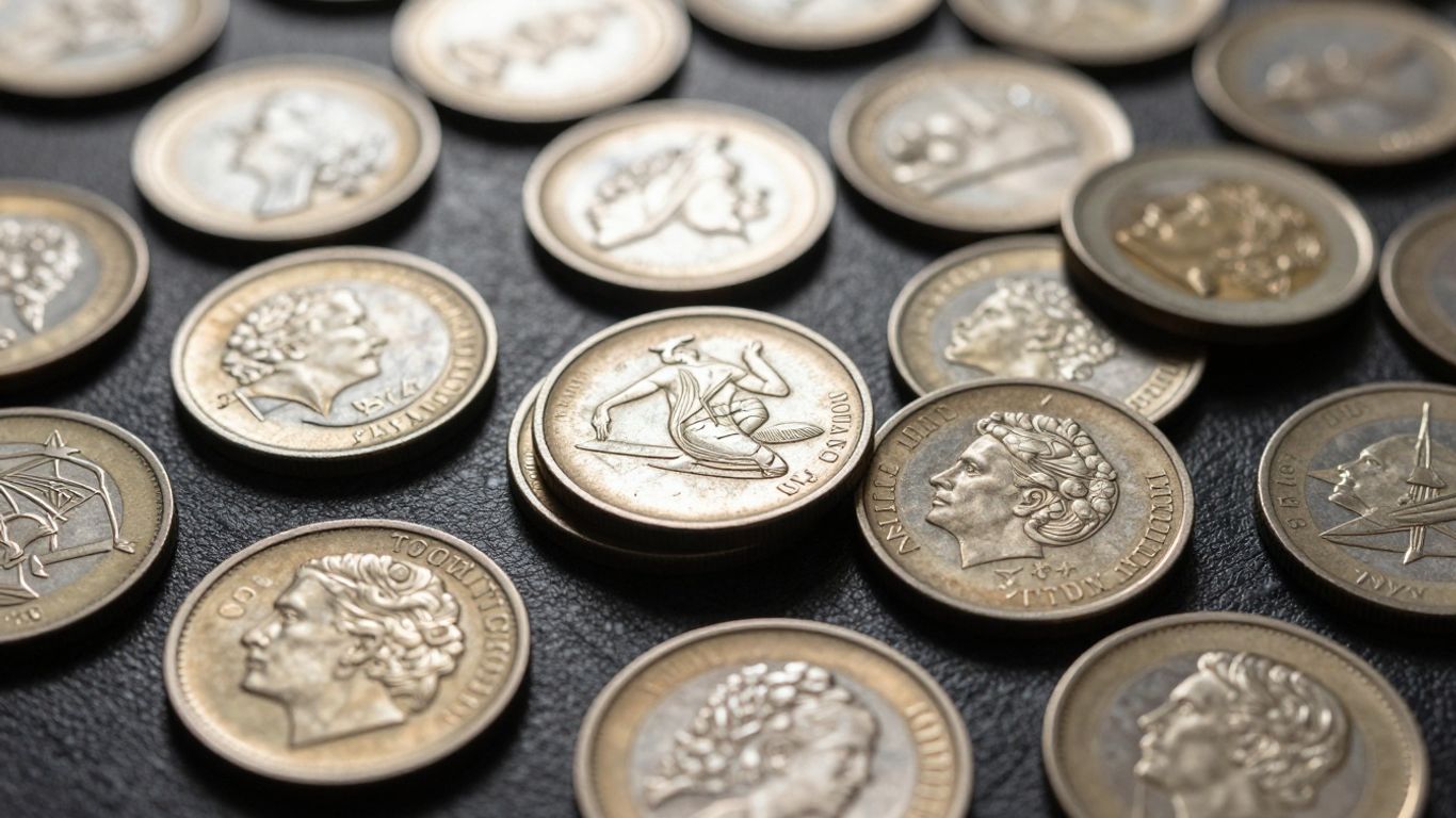 Collection of valuable pattern coins with detailed designs.