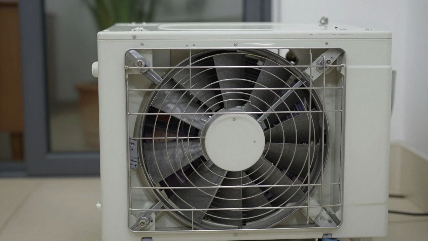 Ventilo-convecteur moderne avec grille métallique et composants internes.