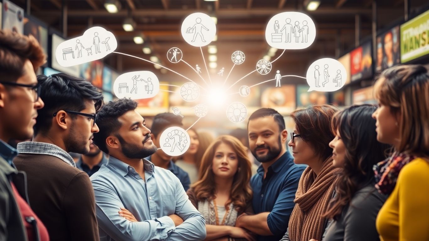 Abstract visualization of consumer behavior models and choices.