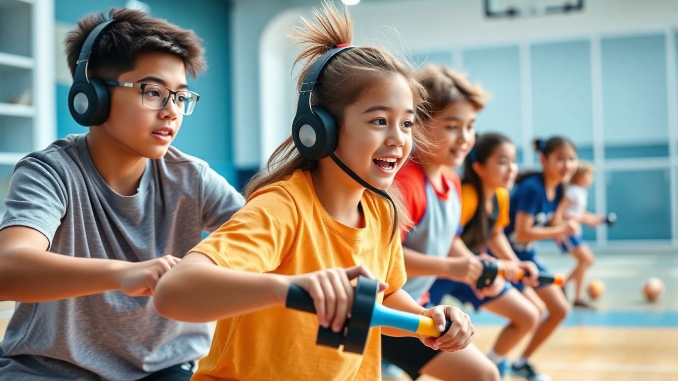 Schüler in Aktion bei modernen Trendsportarten im Sportunterricht.