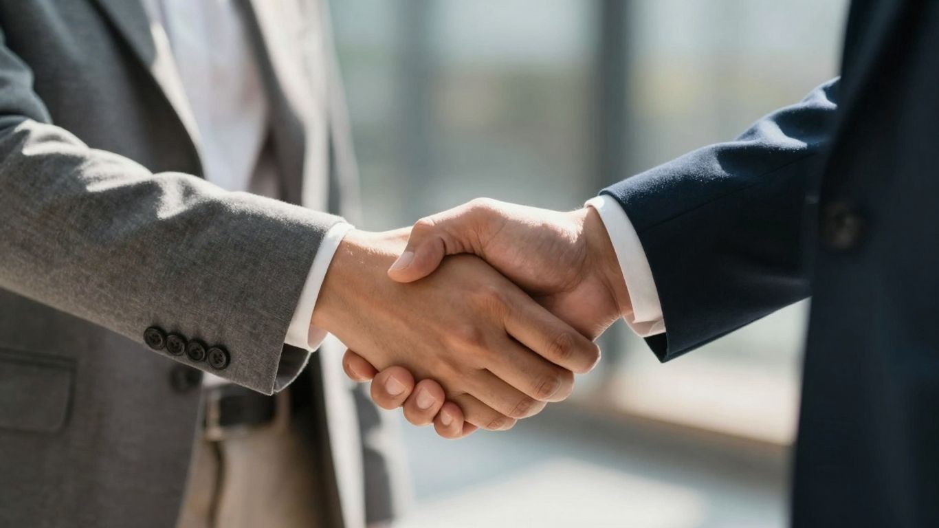 Handshake sealing a real estate contract agreement.