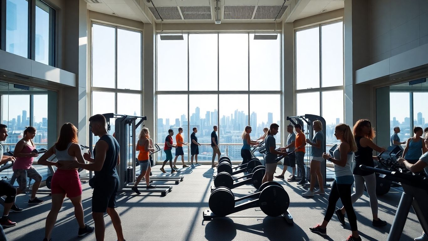 Gym interior with people exercising in Melbourne.