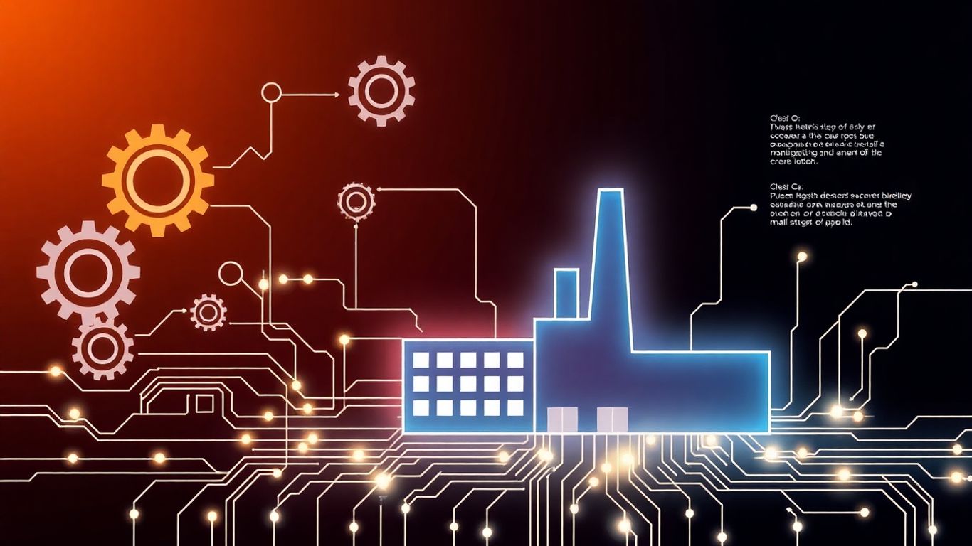Gears and circuits integrated with factory silhouette