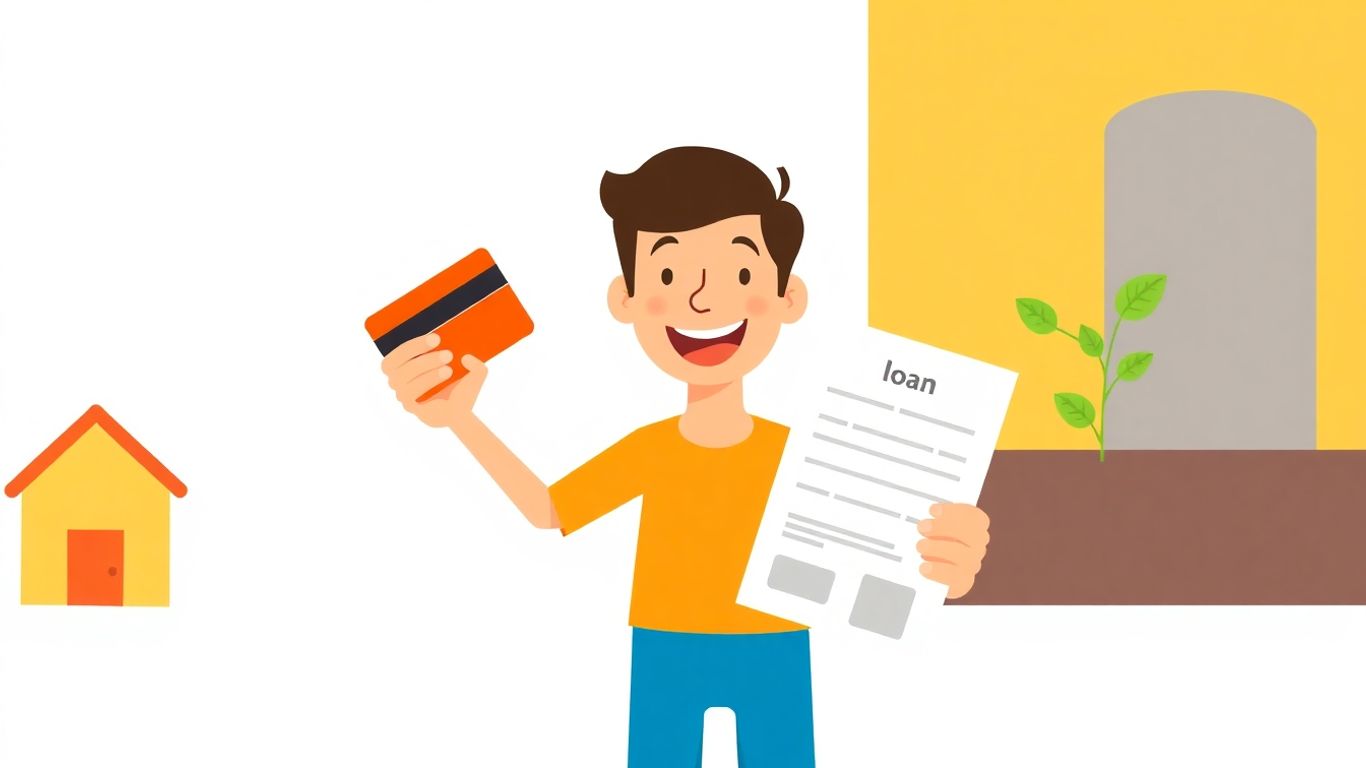 Person with credit card and loan document