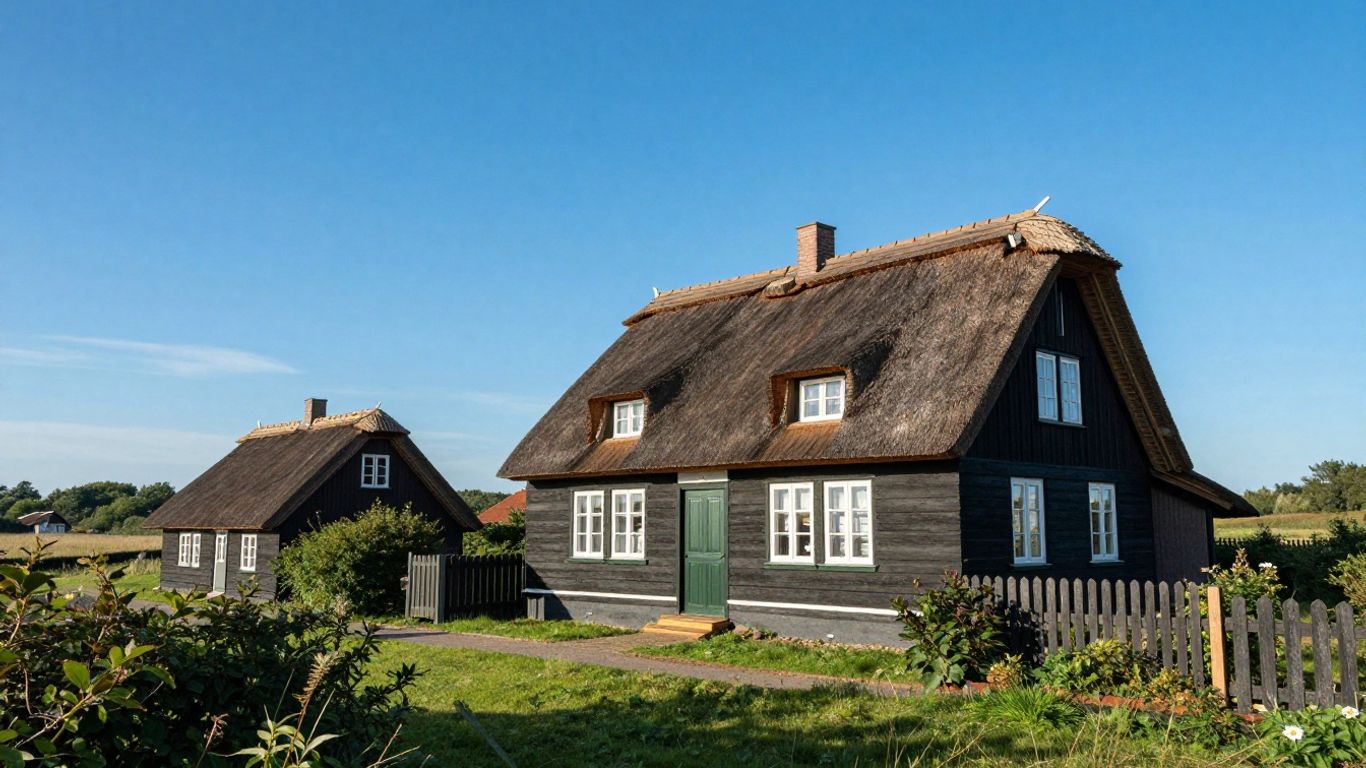 Historisches Haus auf Sylt mit blauem Himmel