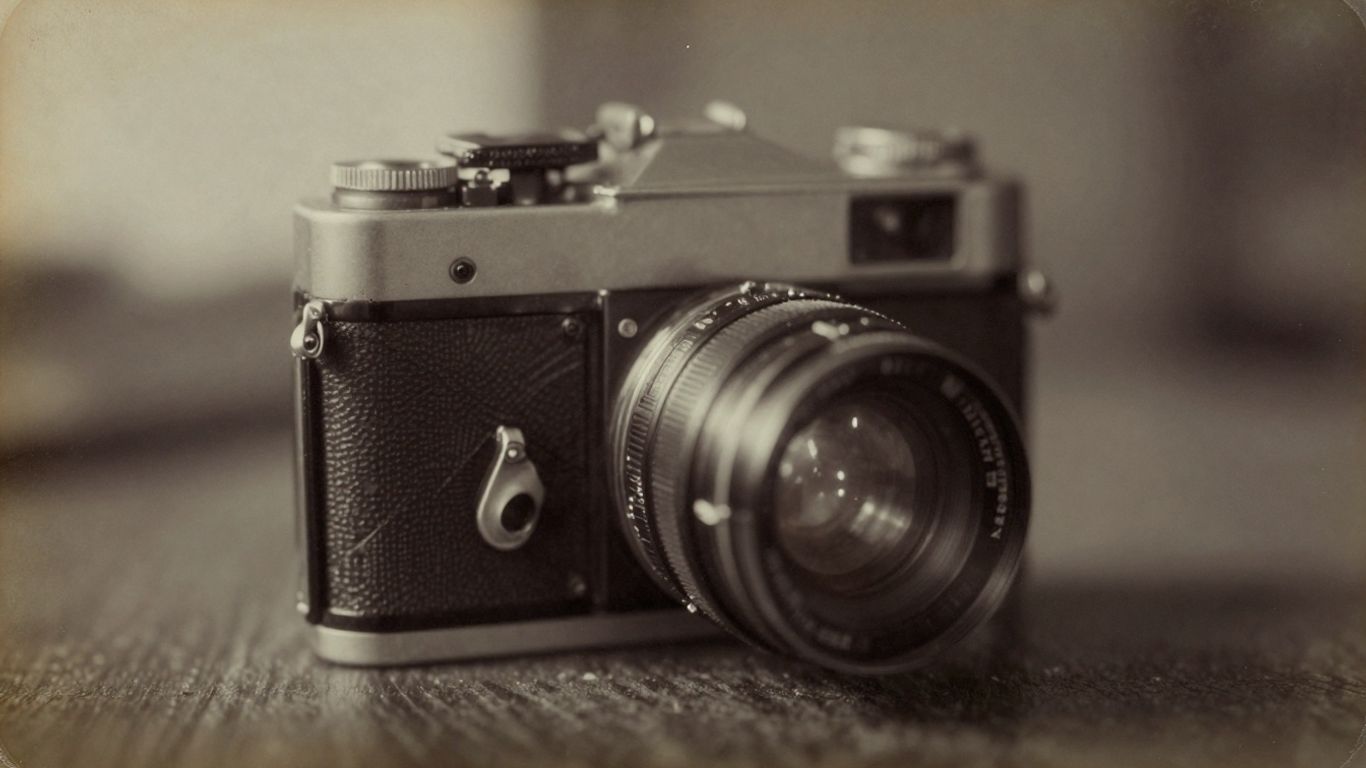 Oude camera met een vroege foto