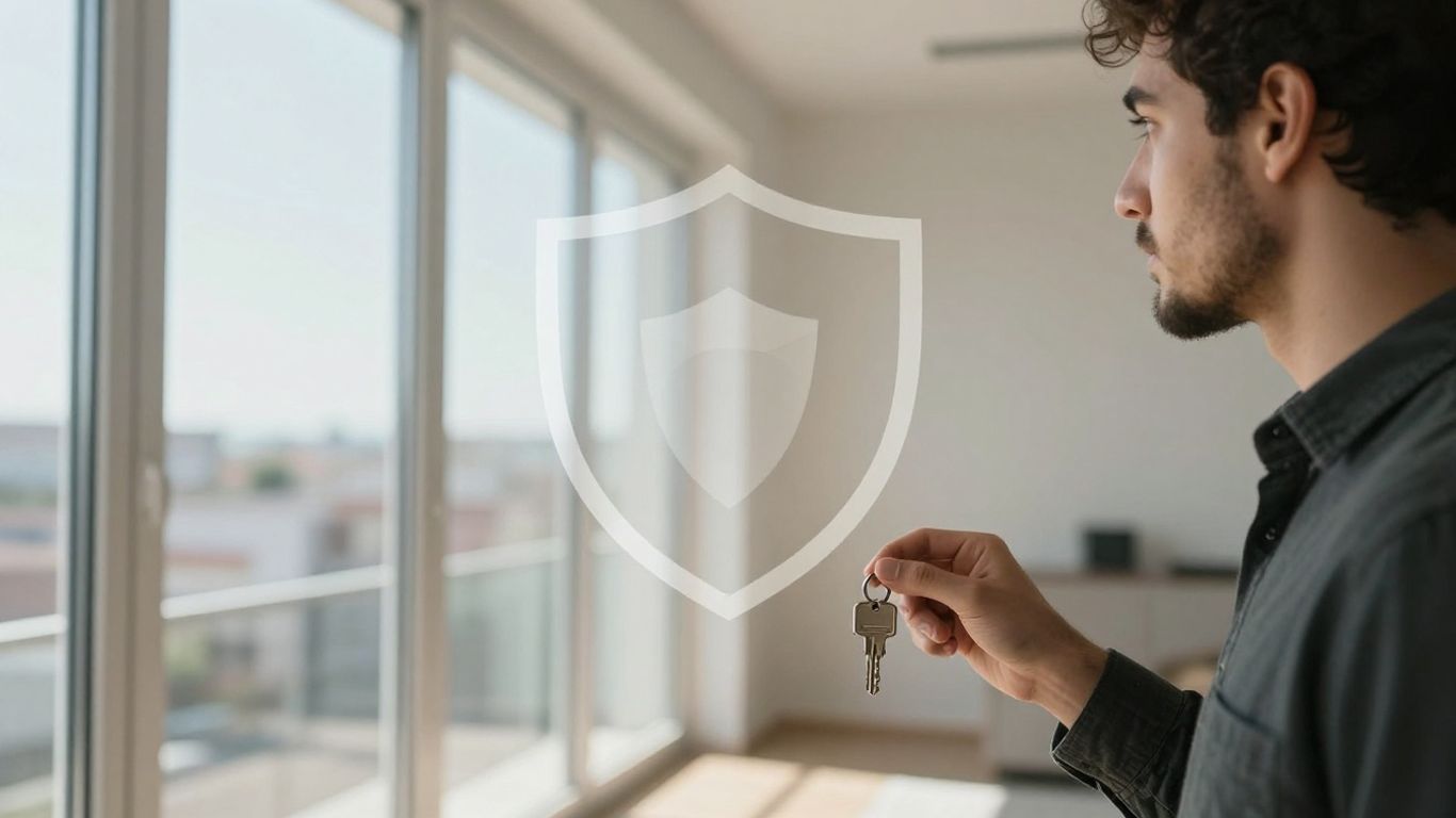 Persona pensando en seguro de hogar para vivienda en alquiler.