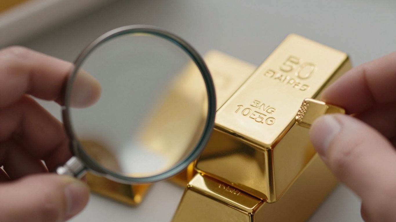 用放大鏡對金條進行黃金鑑別。