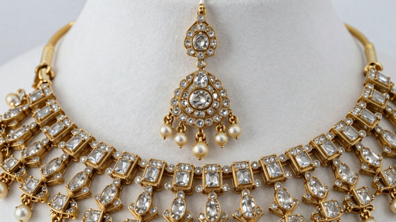 Exquisite Polki jewelry set with uncut diamonds.