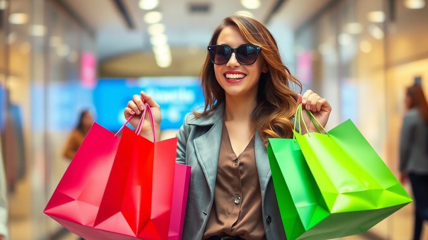 Person happily holding Zalando shopping bags