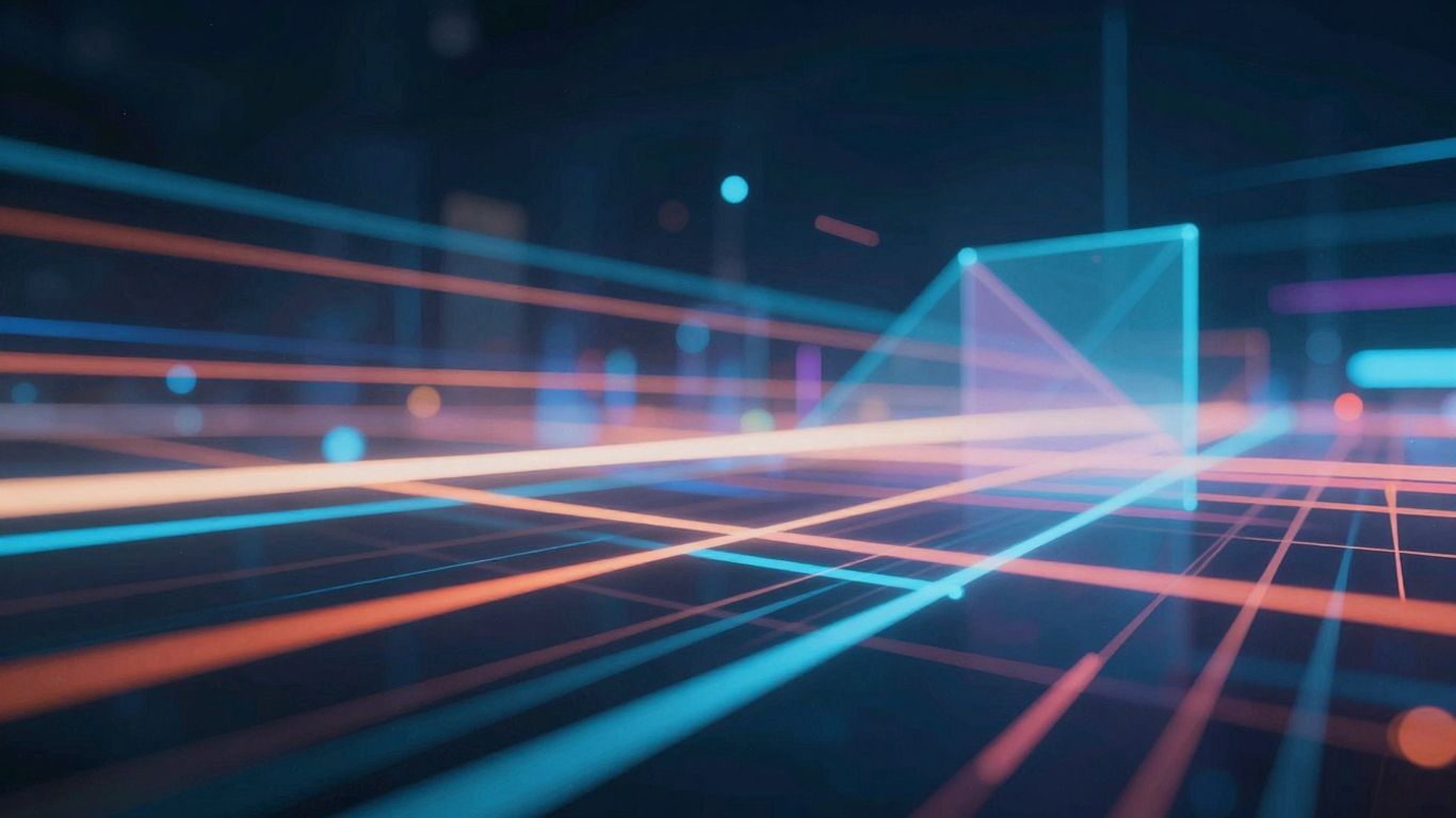 Abstract light trails and geometric shapes