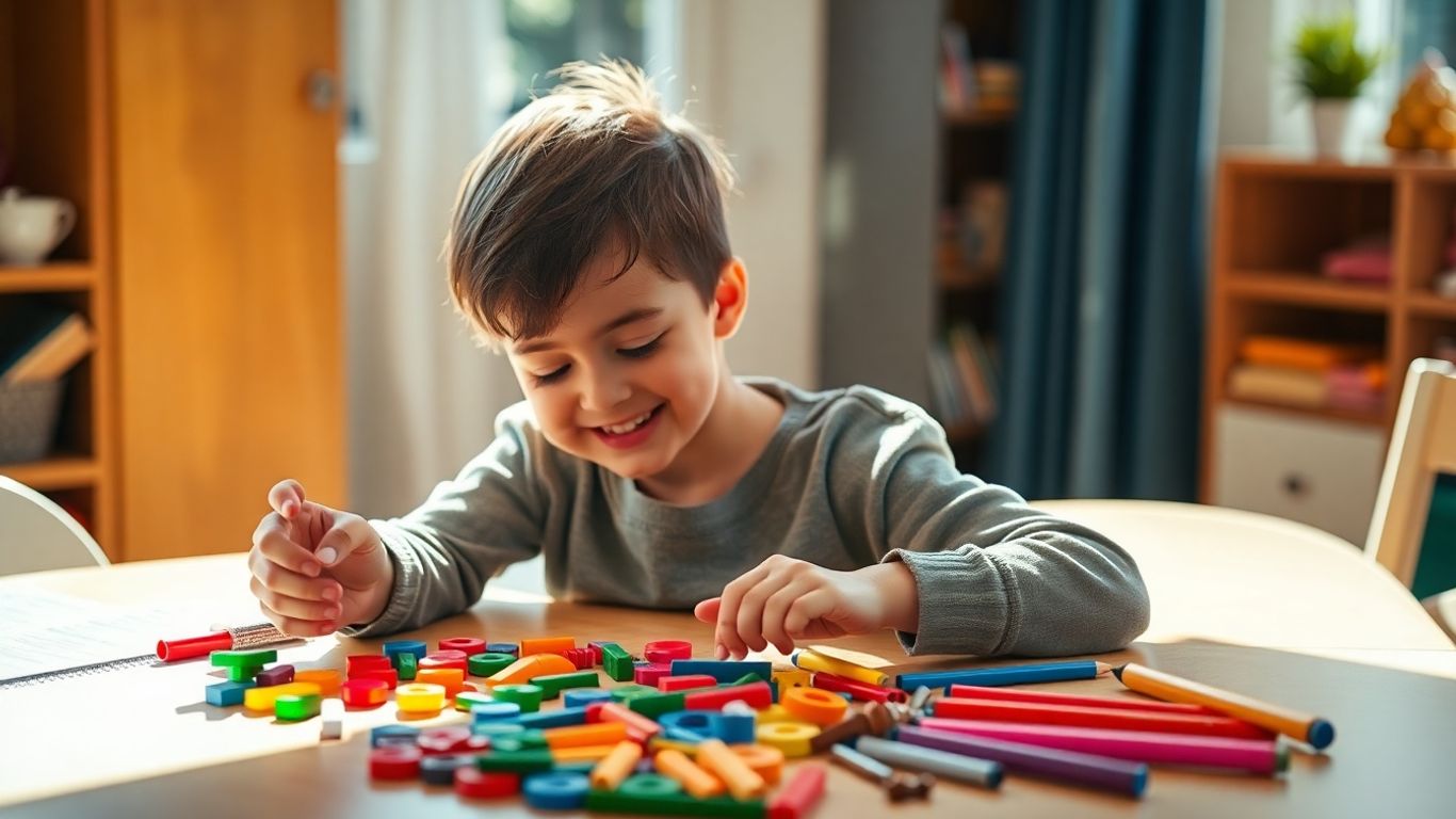 Child learning at home with parent's guidance.