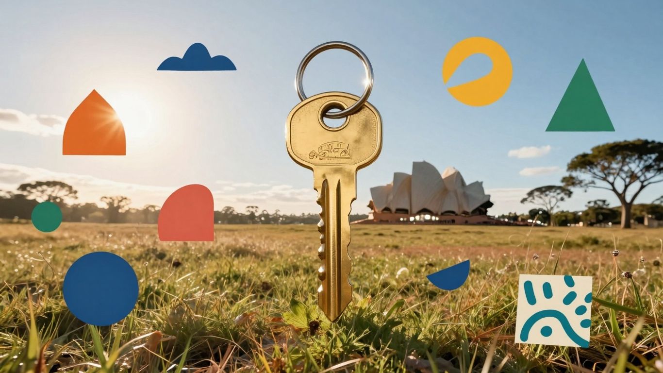 Australian landscape with a golden key unlocking portfolio.
