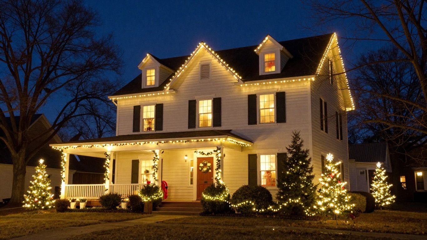 Festive Christmas lights on a Glen Carbon house.