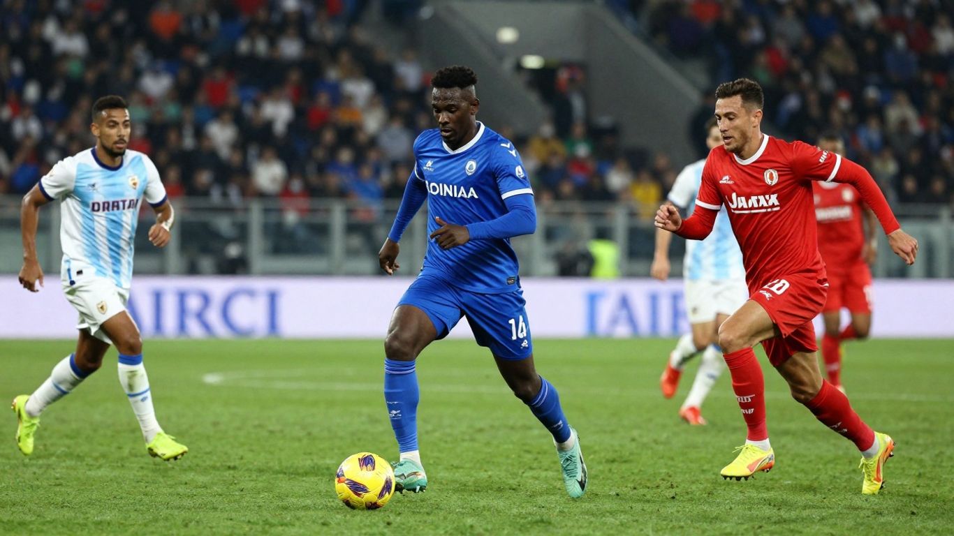 Serie A football match in action on the pitch.