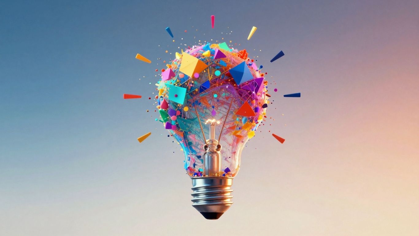 Data transforming into a creative lightbulb idea.