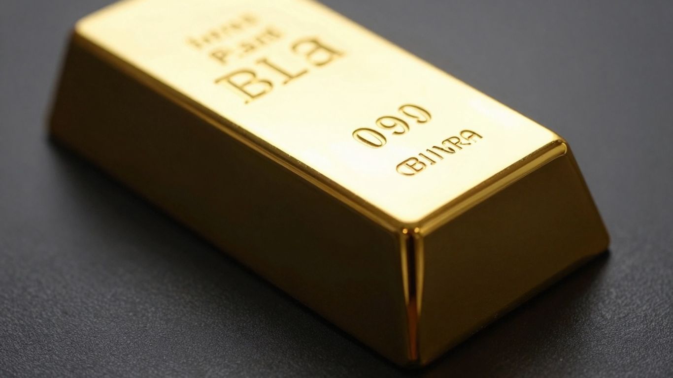 Close-up of a shiny gold bar.