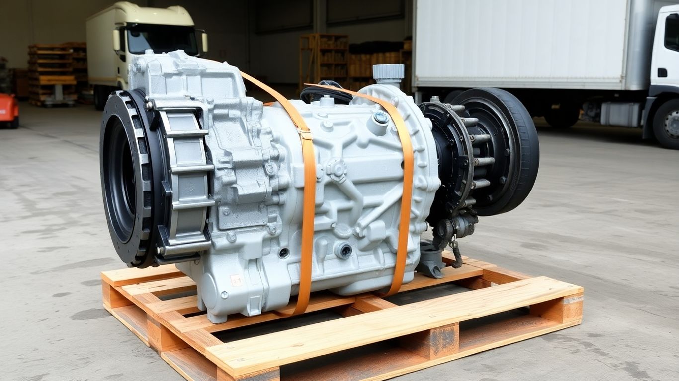 Toyota Aurion gearbox and engine on pallet for shipping