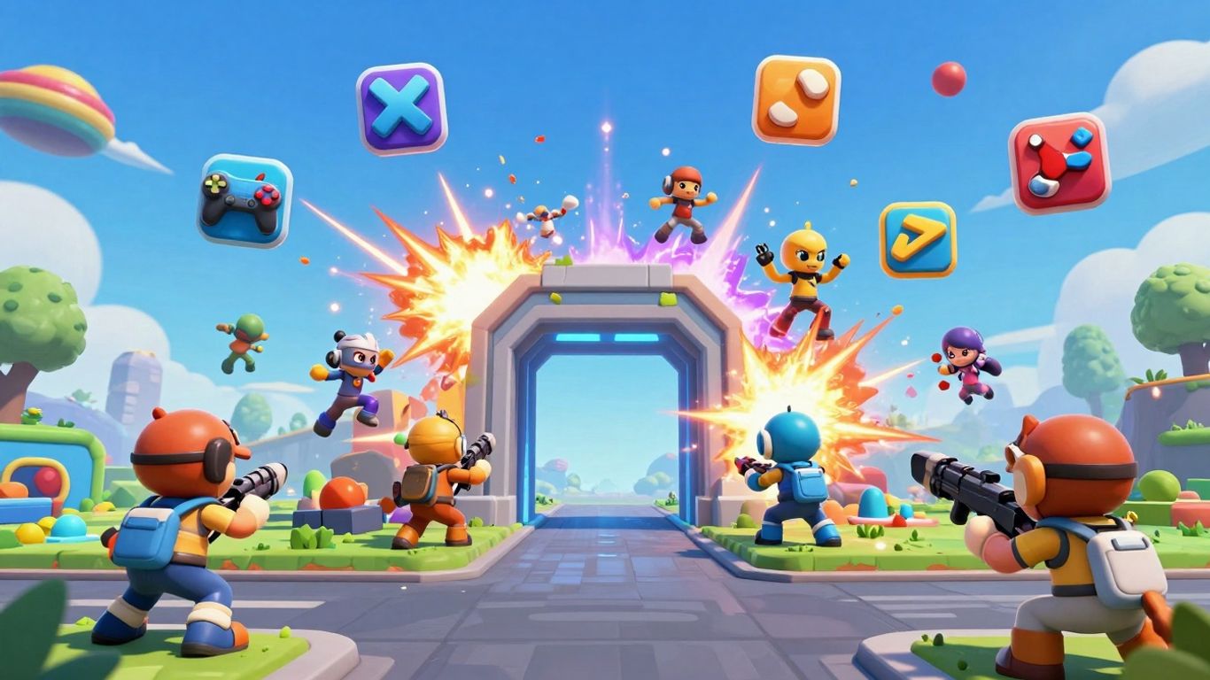 Diverse game icons and characters from Unblocked Games 99 portal.