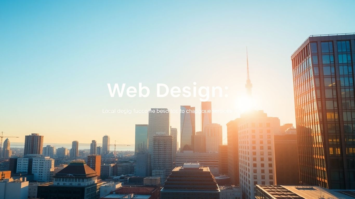 Modern website design in a city setting.