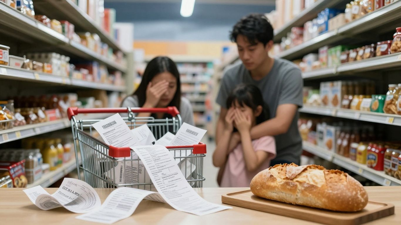 Australian family struggling with rising cost of living.